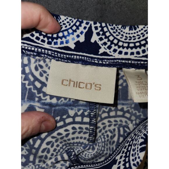 Chicos 3 Wide Leg Pull On Pants Palazzo Stretch Mulitcolor Multi-pattern XL NWT - Picture 7 of 11